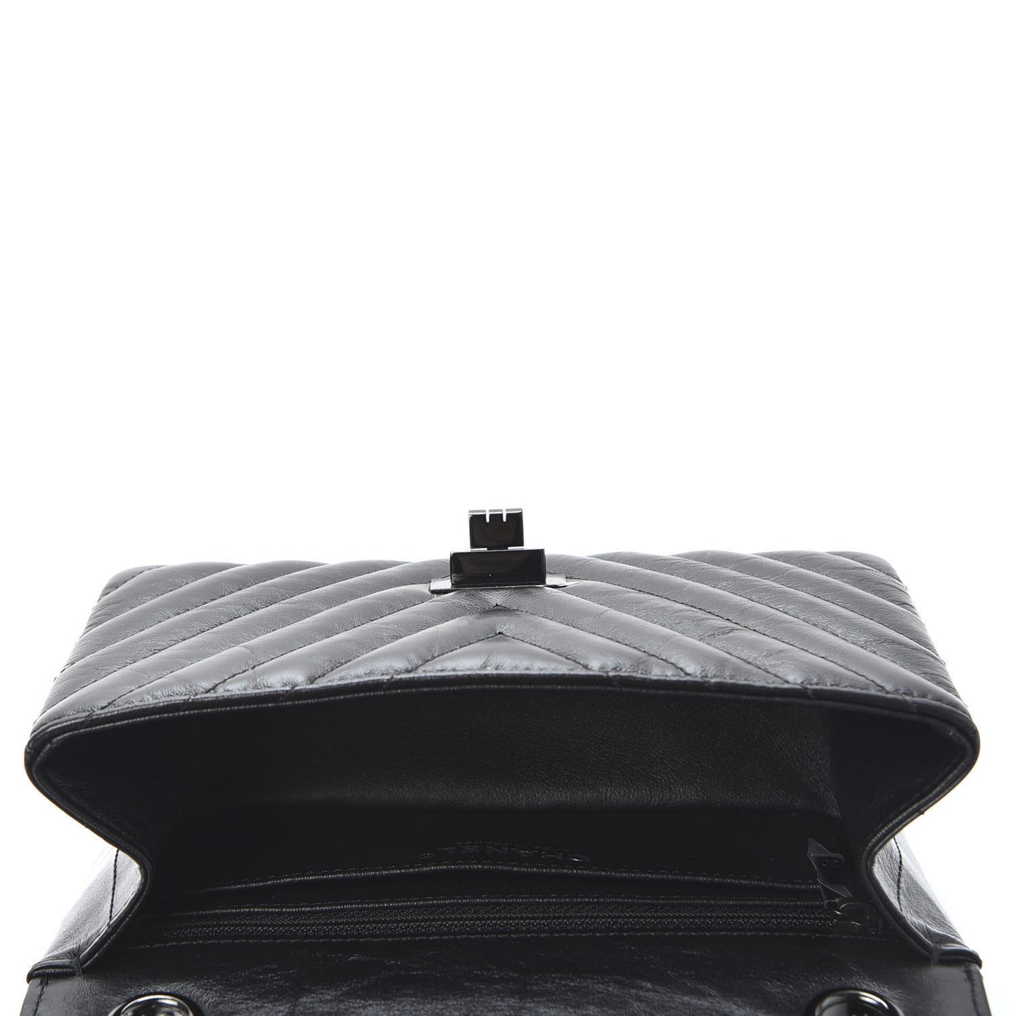 Aged Calfskin Chevron Quilted 2.55 Reissue Mini Flap So Black