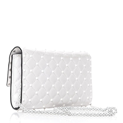 Valentino Garavani Lambskin Free Rockstud Spike Wallet on Chain Optic White 3 of 17