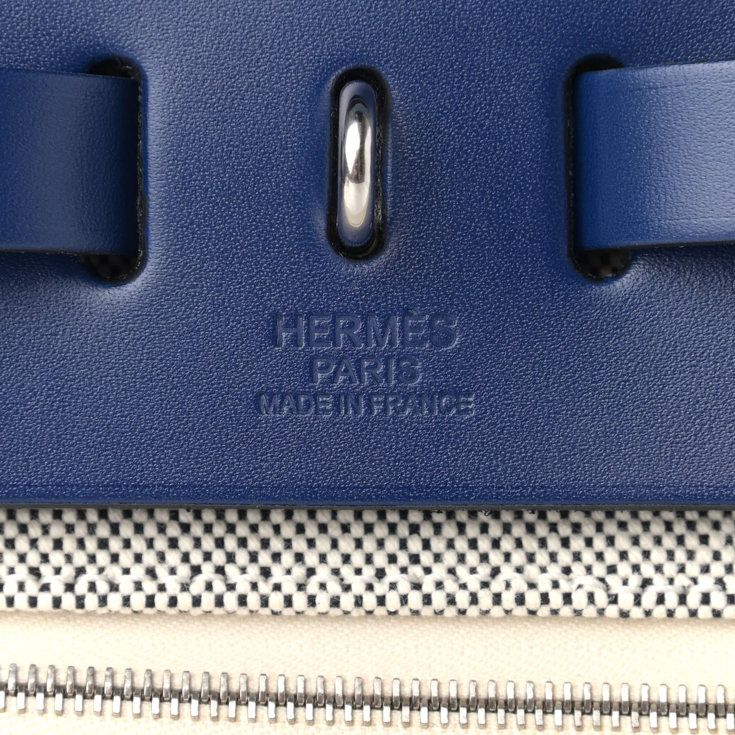 Hermes Vache Hunter Toile H Brides de Gala Herbag Zip Retourne 31 PM Bleu De France Ecru Black 7 of 10