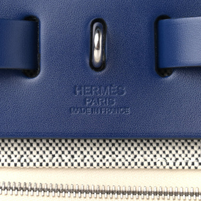Hermes Vache Hunter Toile H Brides de Gala Herbag Zip Retourne 31 PM Bleu De France Ecru Black 7 of 10