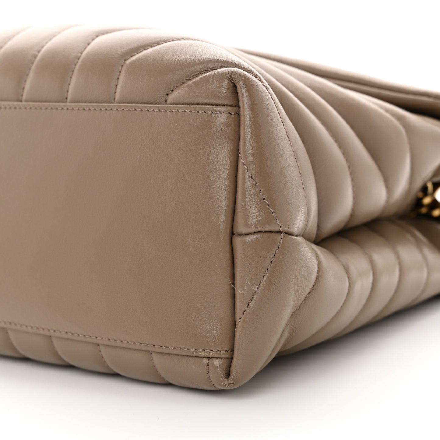 Calfskin Y Quilted Monogram Medium Loulou Chain Satchel Dark Beige