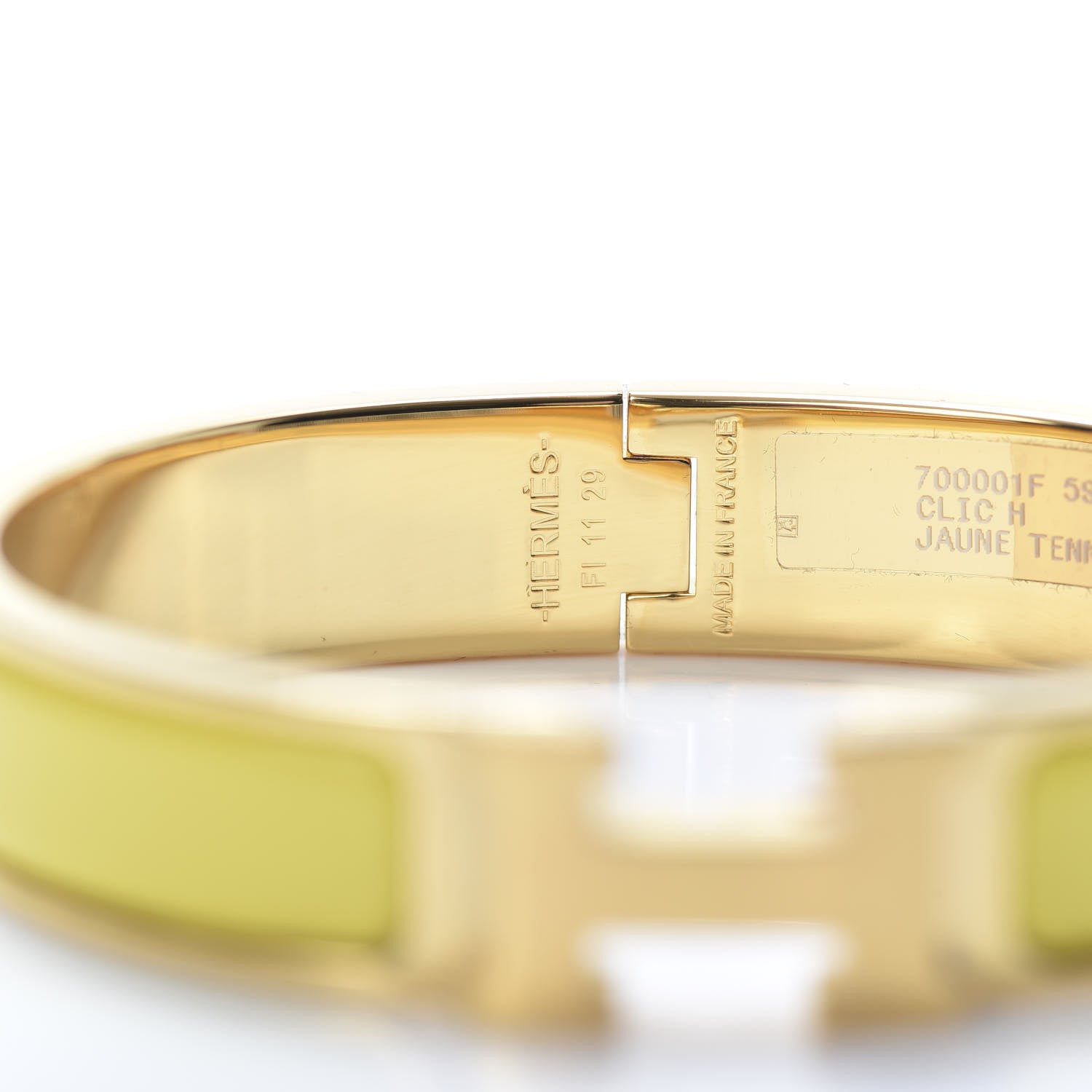 Hermes Enamel Narrow Clic Clac H Bracelet PM Jaune Tennis 4 of 6