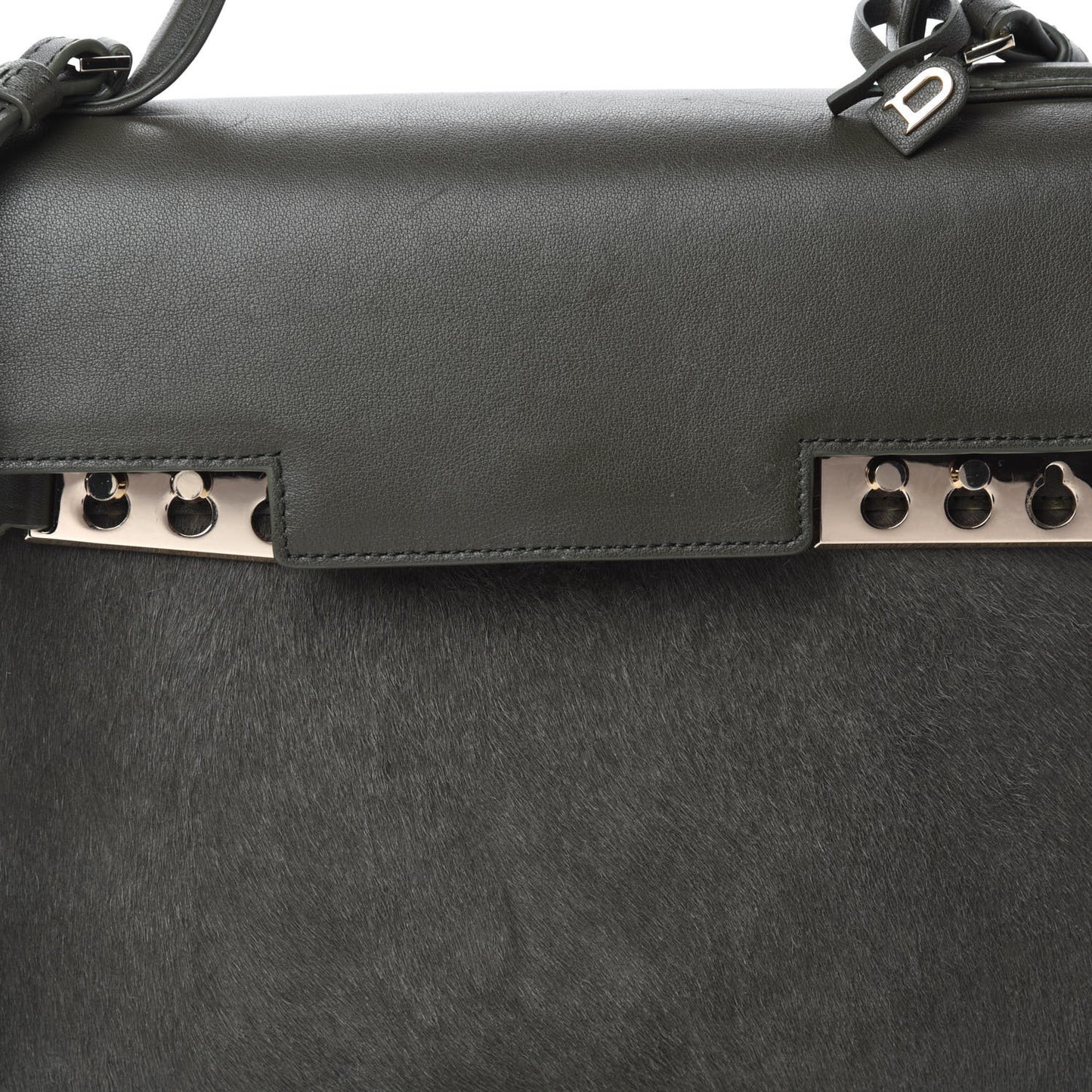 Calf Hair MM Tempete Satchel Kaki