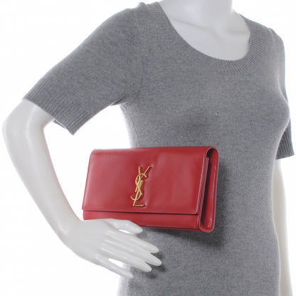 Saint Laurent Leather Cassandre Clutch Red 2 of 8