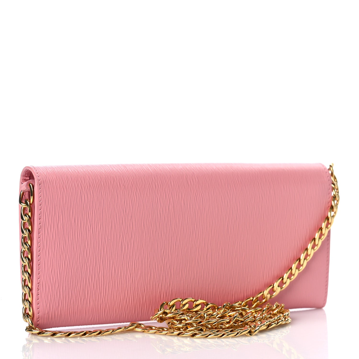 Prada Vitello Move Metal Oro Chain Wallet Petalo 3 of 10