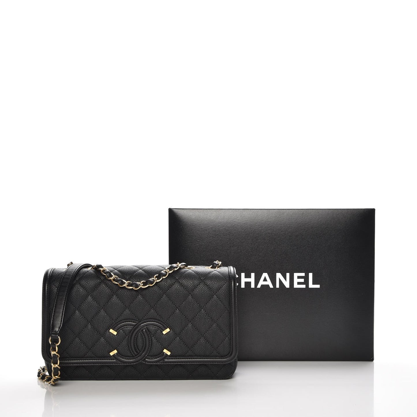 Caviar Quilted Medium CC Filigree Flap Black