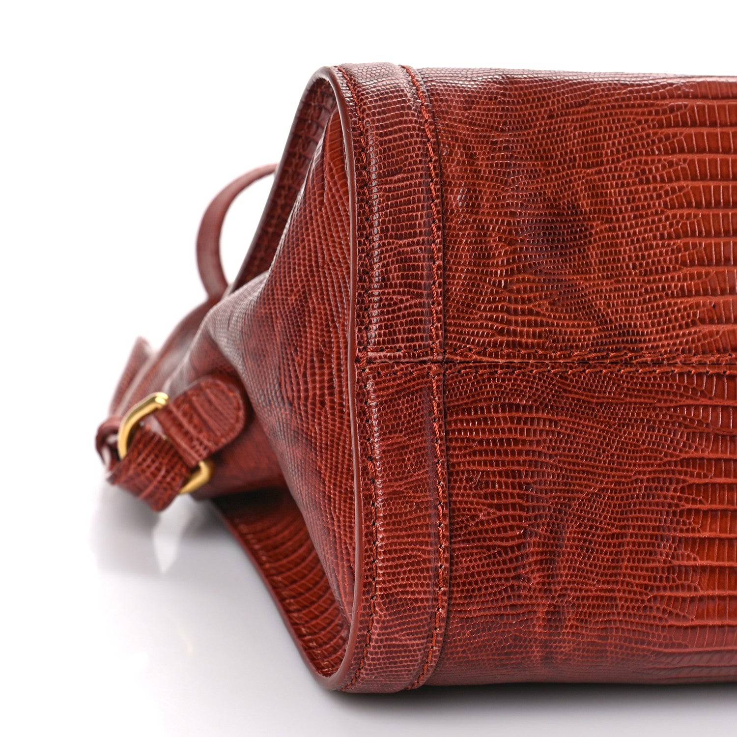 Alexander McQueen Calfskin Lizard Embossed Small Skull Padlock Zip Around Tote Brown 7 of 9