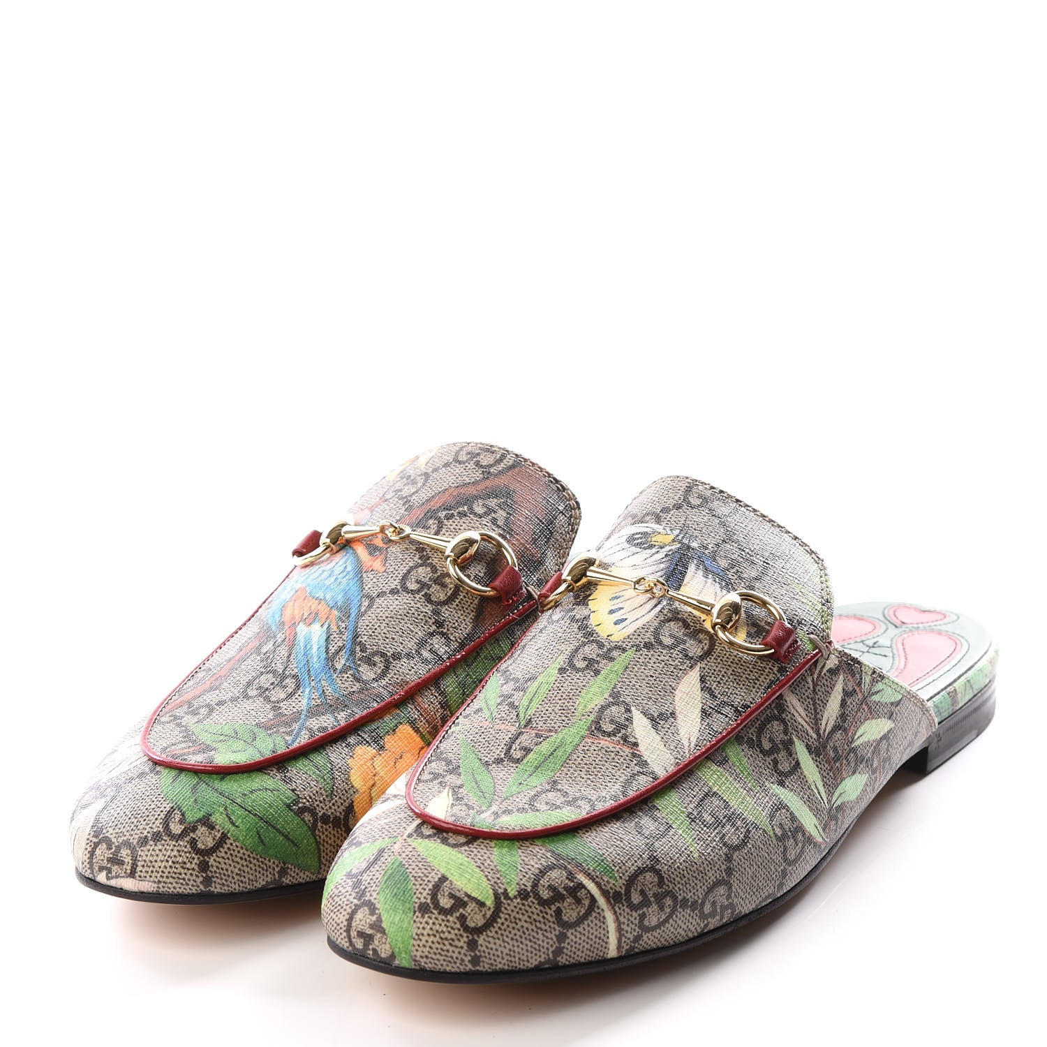 Gucci GG Supreme Monogram Tian Womens Princetown Slippers 38.5 Beige Ebony Multicolor 2 of 9
