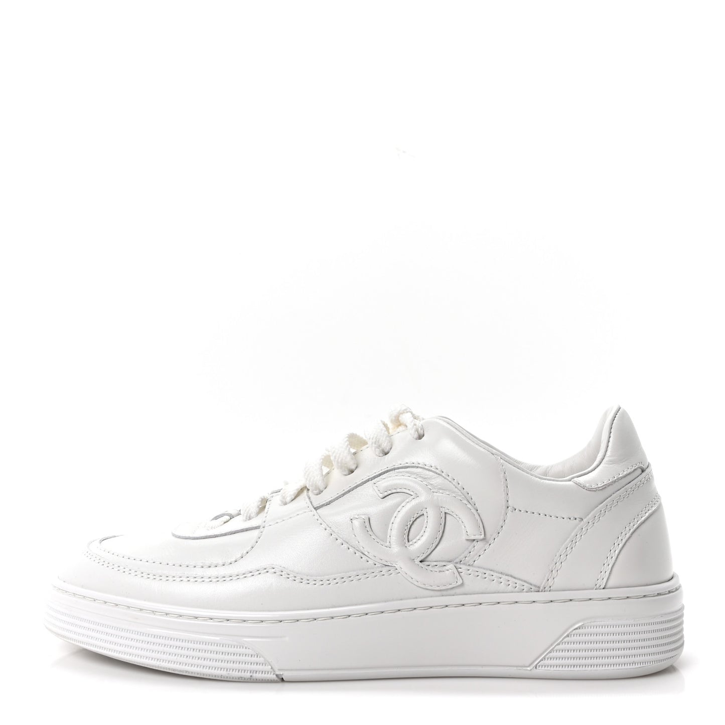 Calfskin Womens CC Sneakers 37.5 White