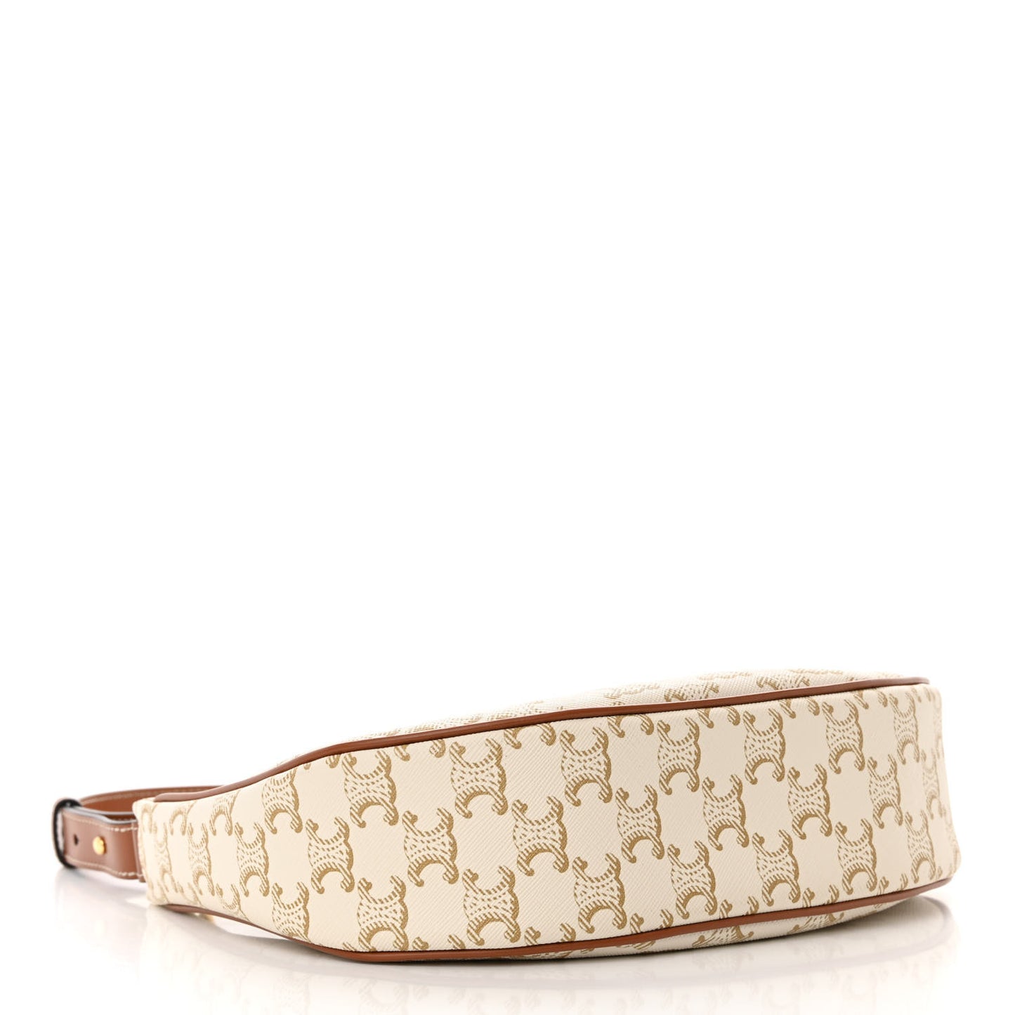 Canvas Calfskin Ava Triomphe Shoulder Bag White