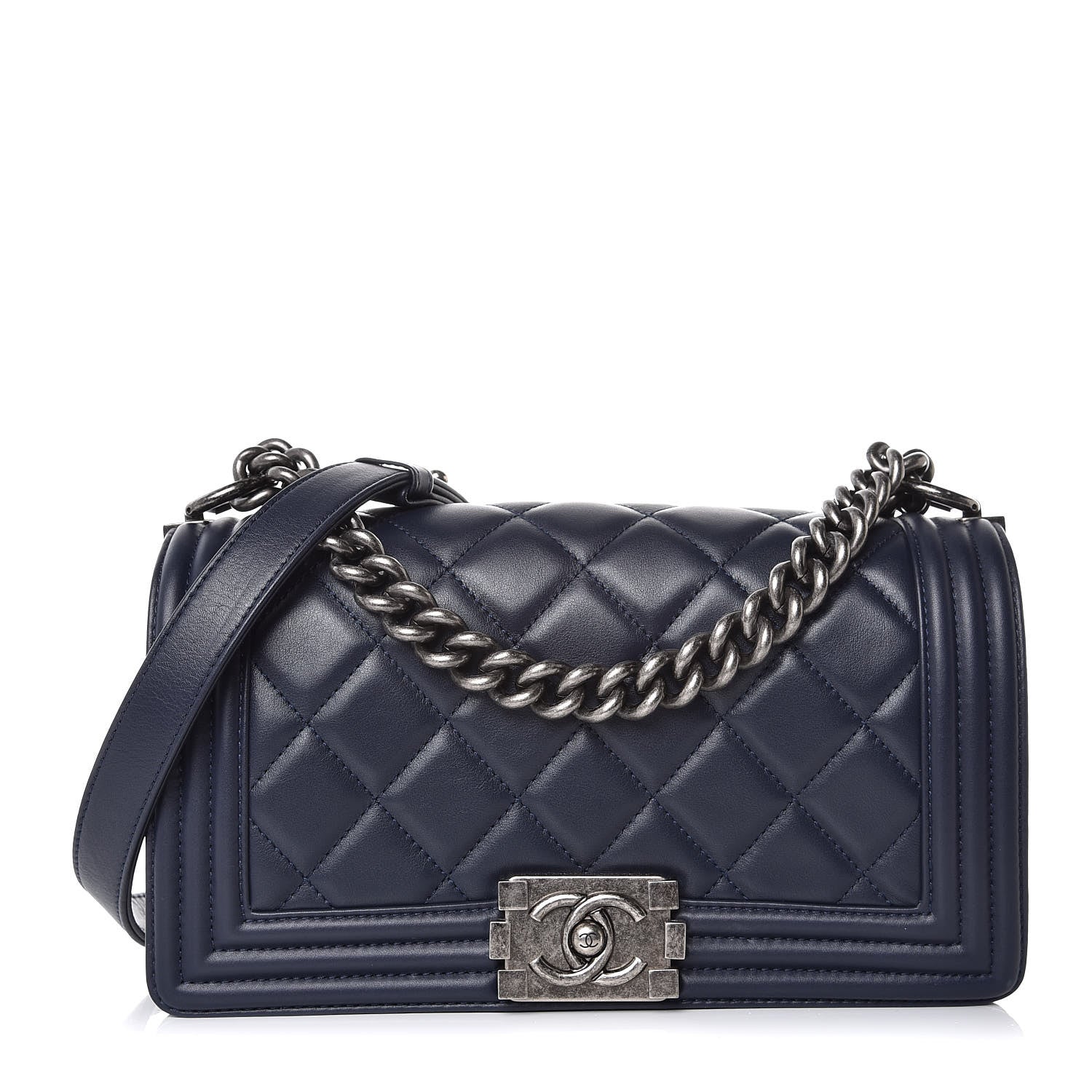 Chanel Lambskin Quilted Medium Boy Flap Dark Blue 1 of 7
