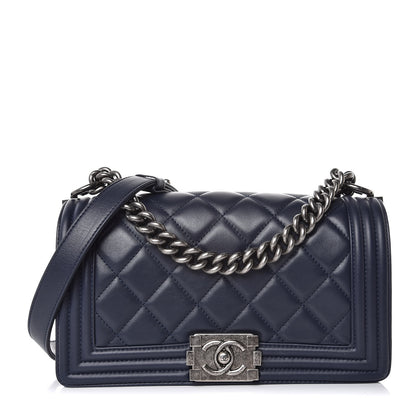 Chanel Lambskin Quilted Medium Boy Flap Dark Blue 1 of 7