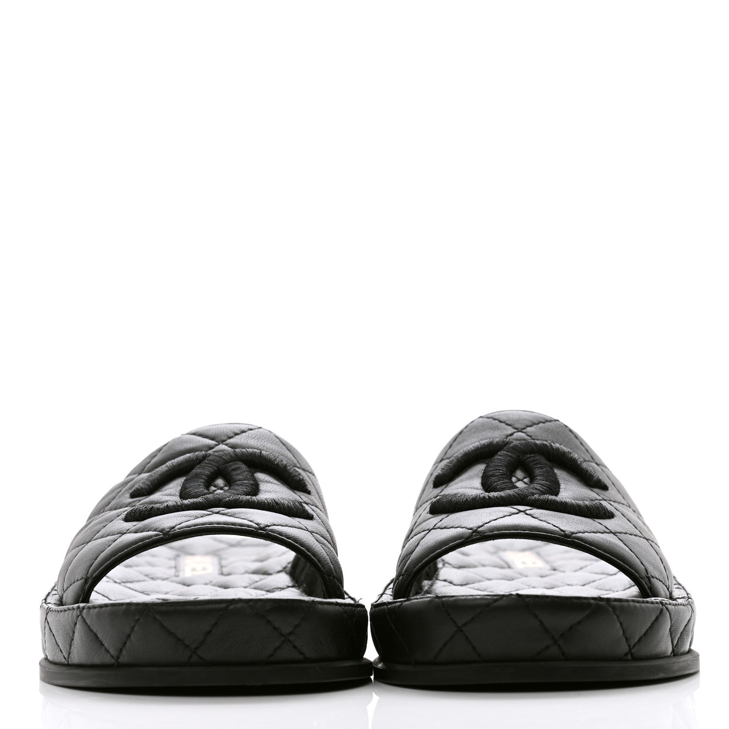 Chanel Lambskin Quilted CC Mules Sandals 37 Black 2 of 11