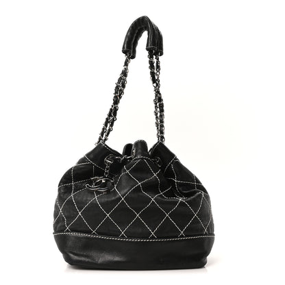 Chanel Calfskin Contrast Stitch Surpique Bucket Bag Black 1 of 10
