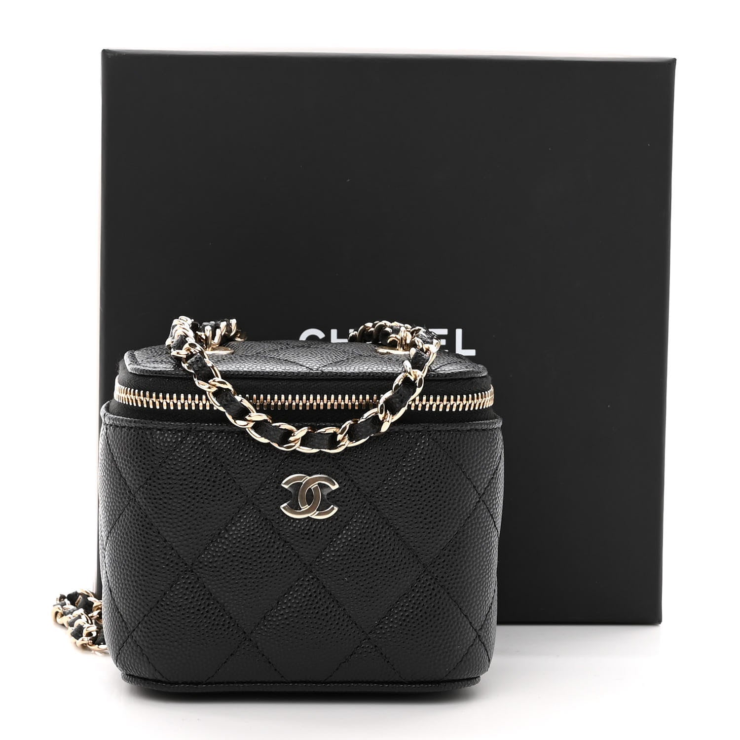 Chanel Caviar Quilted Mini Vanity Case With Chain Black 12 of 12