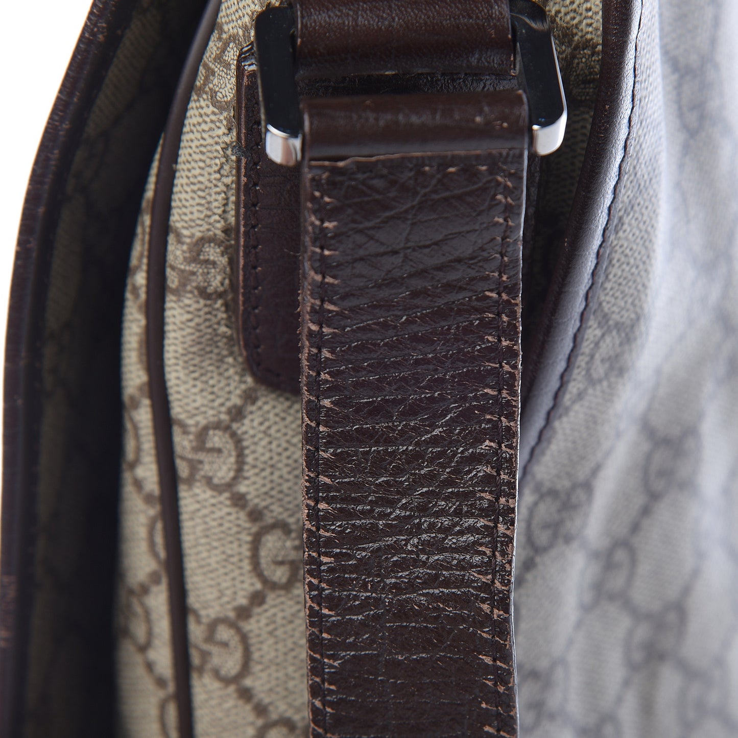 GG Plus Monogram Web Large Flap Messenger Bag Beige Dark Brown