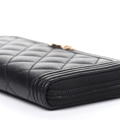 Chanel Caviar Quilted Boy Long Zip Around Wallet Black 12 of 14