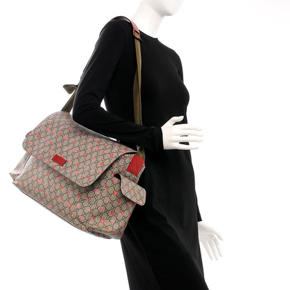 Gucci GG Supreme Monogram Strawberry Messenger Diaper Bag Beige 2 of 13
