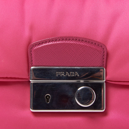 Prada Tessuto Nylon Bomber Sound Chain Flap Shoulder Bag Fuxia 6 of 8