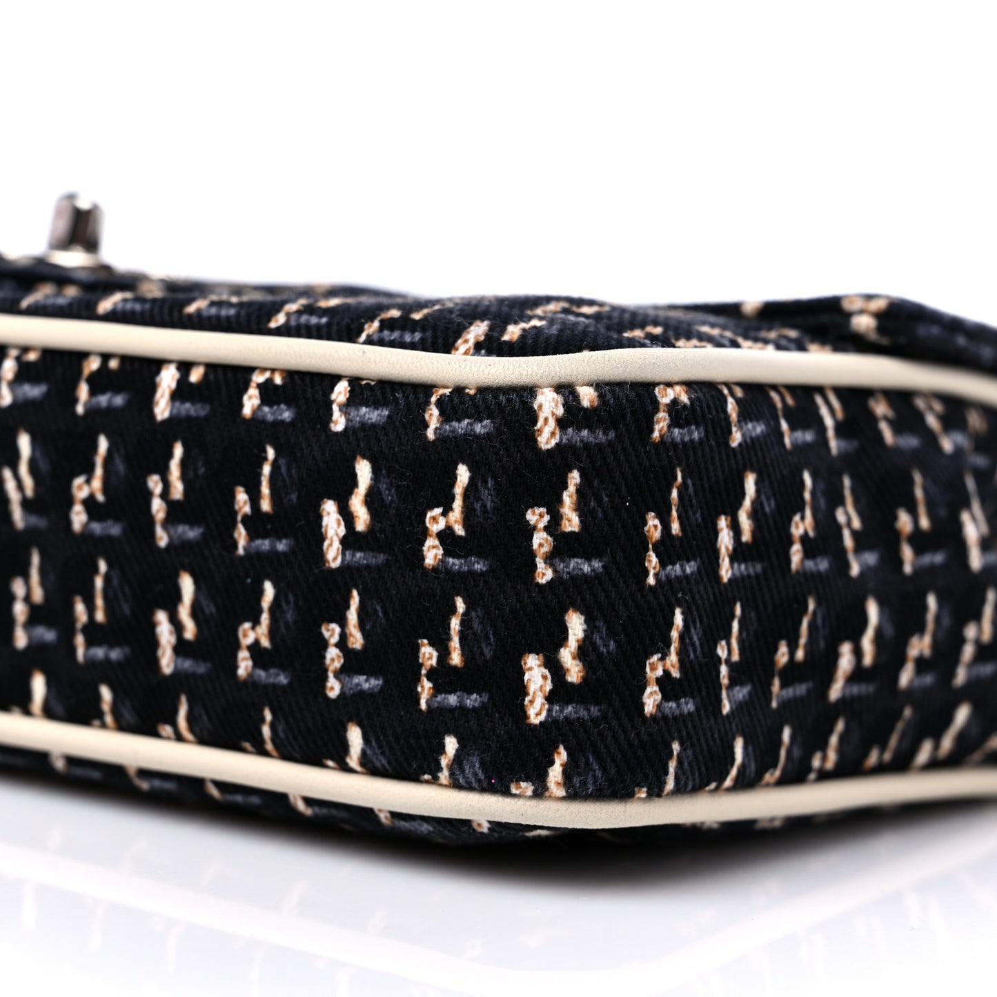 Canvas Lambskin Medium Flap Black Beige Multicolor