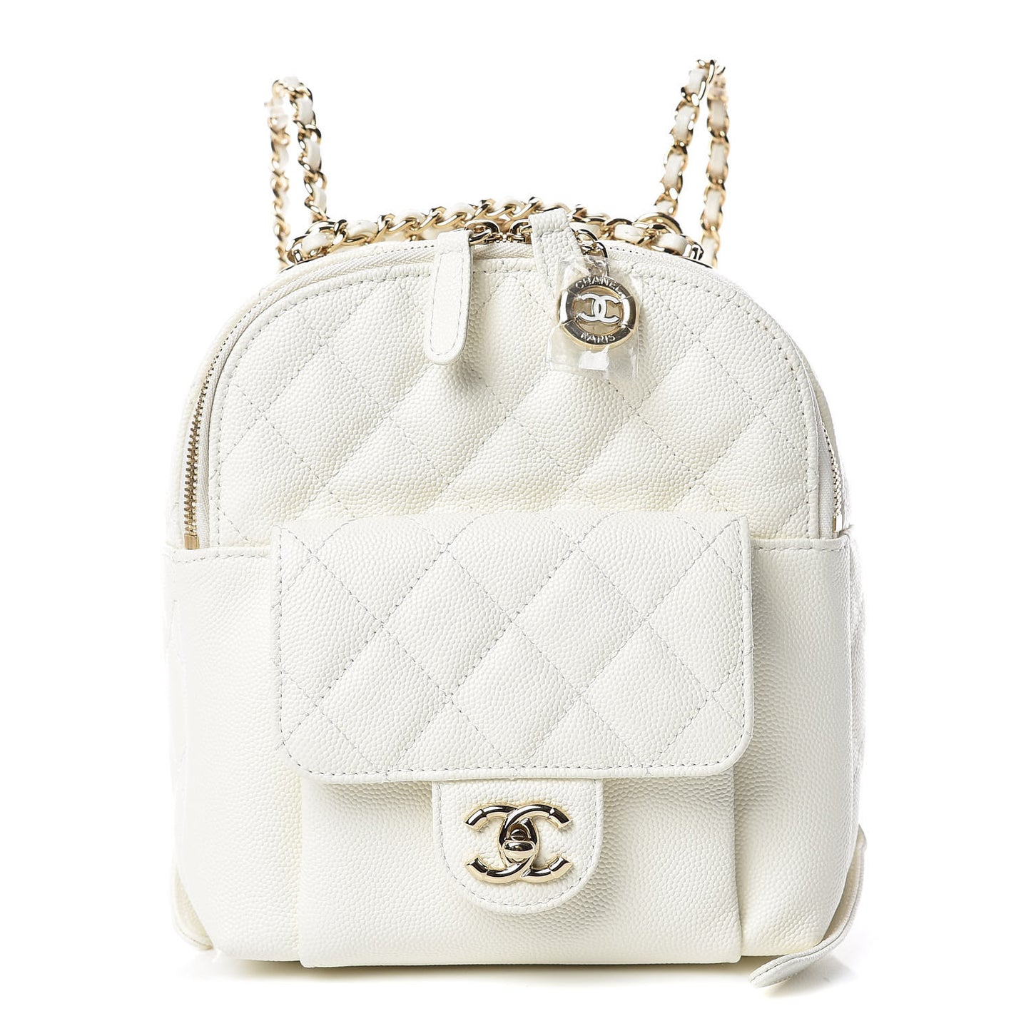 Caviar Quilted Small CC Day Backpack White