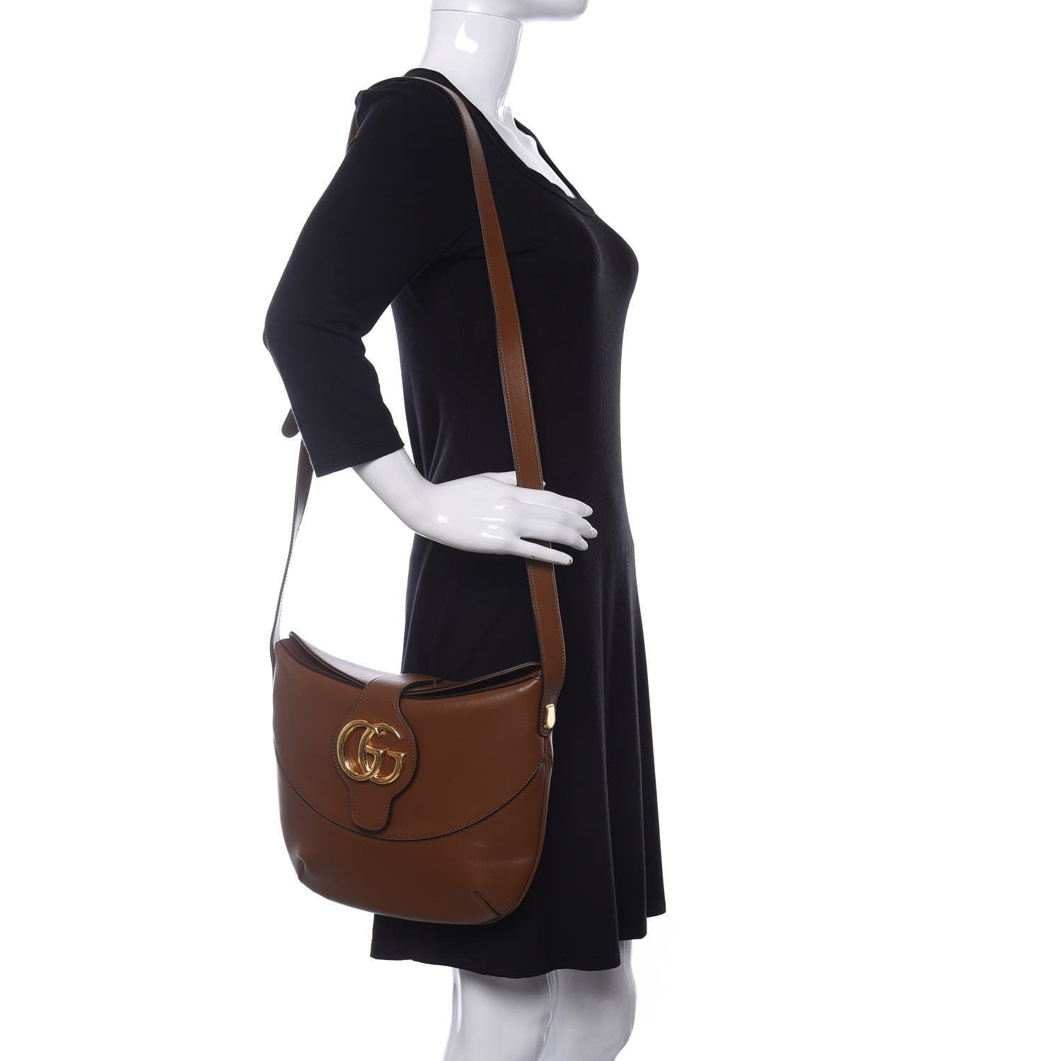 Gucci Boarded Plutone Calfskin Medium Arli Shoulder Bag Nocciola 2 of 9