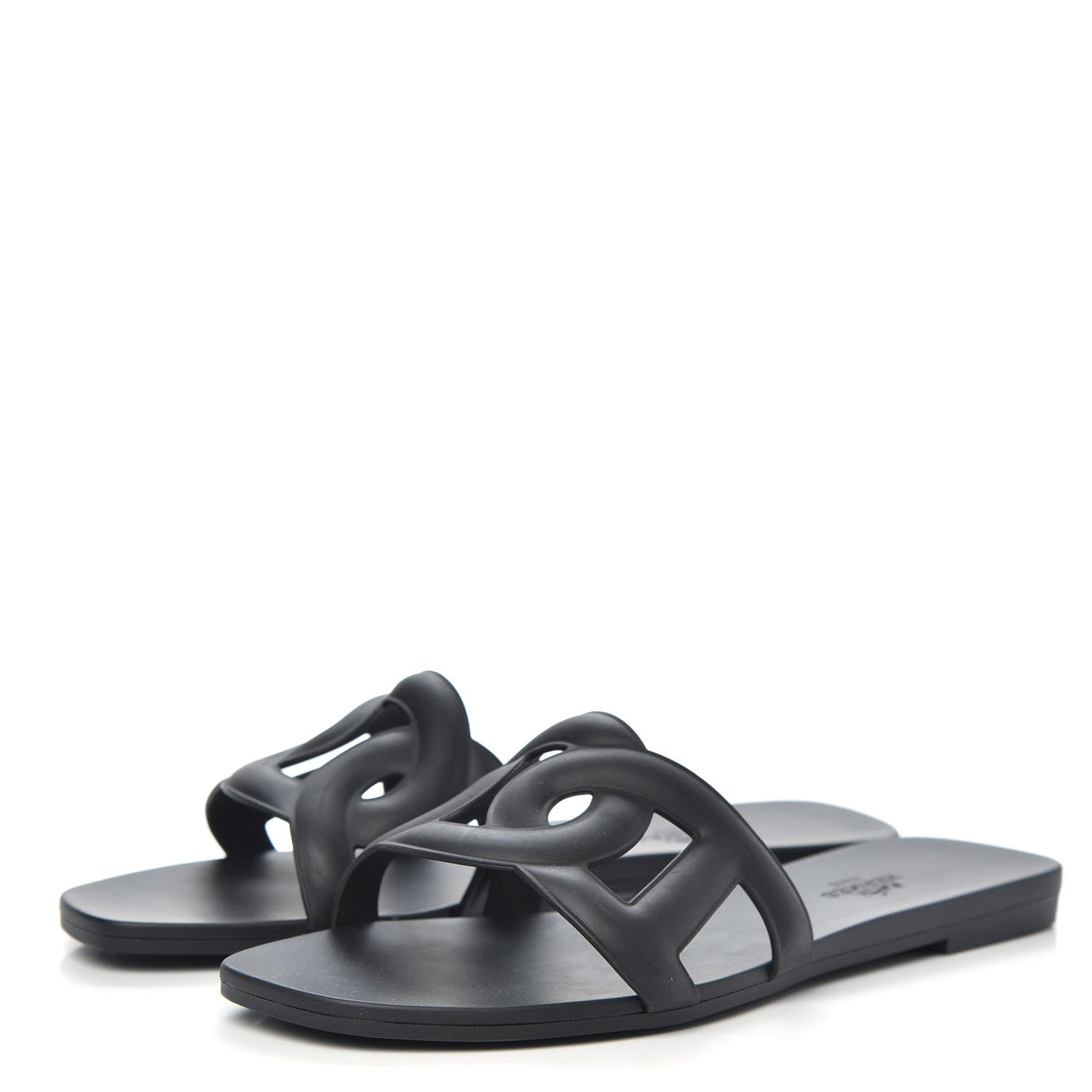 Hermes Rubber Aloha Sandals 37 Black 3 of 8