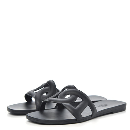 Hermes Rubber Aloha Sandals 37 Black 3 of 8