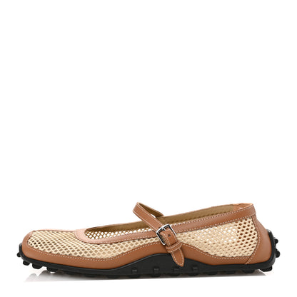 Hermes Crochet Knit Calfskin Kichu Ballet Flats 38 Beige Lin Naturel 1 of 10