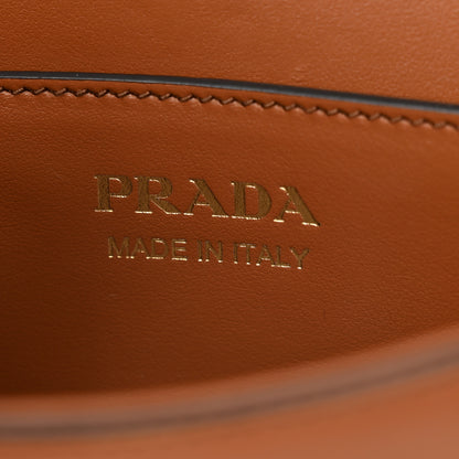 Prada Soft Calfskin Metal Triangle Logo Flap Shoulder Bag Cognac 7 of 13