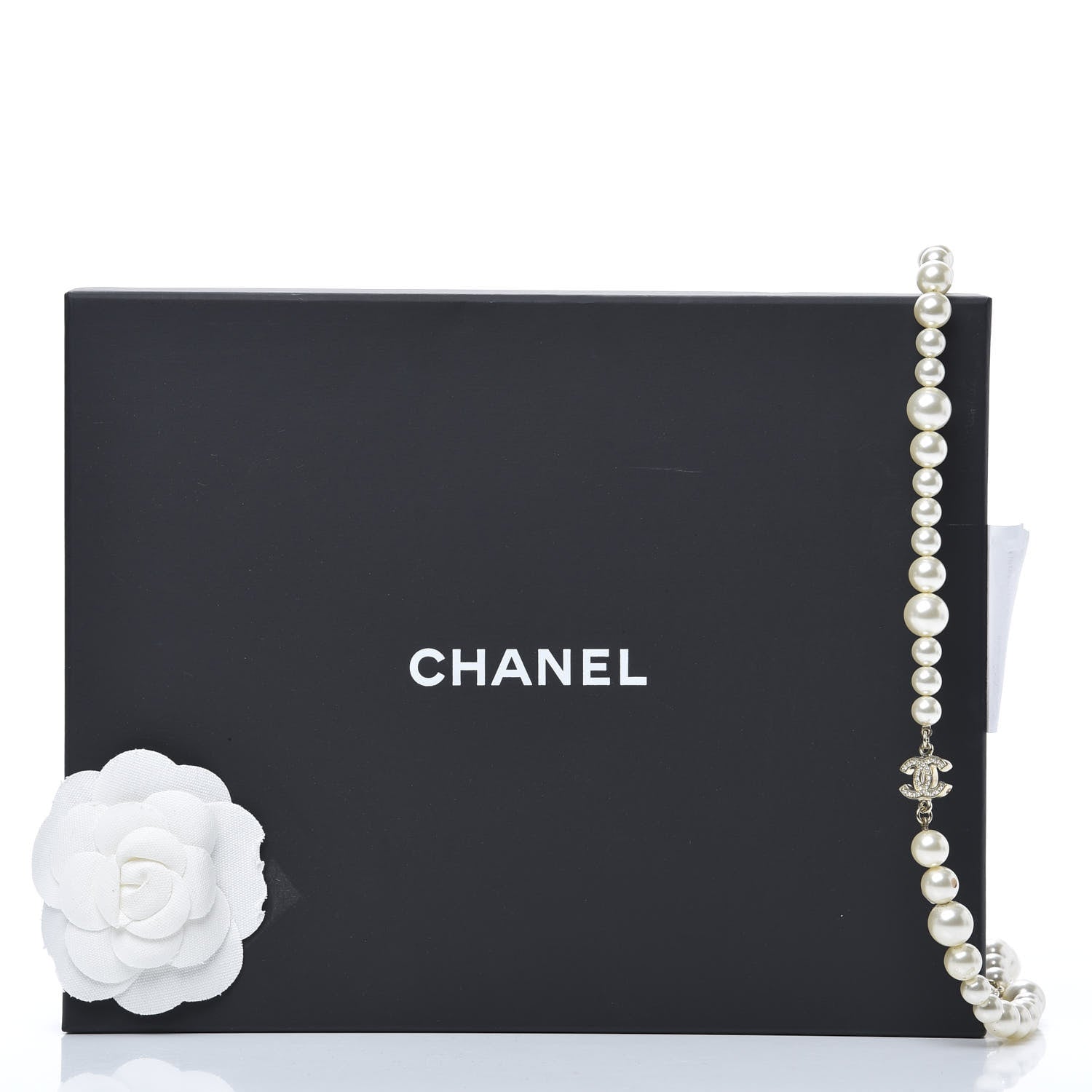 Chanel Pearl Crystal Long CC Necklace Gold 5 of 5
