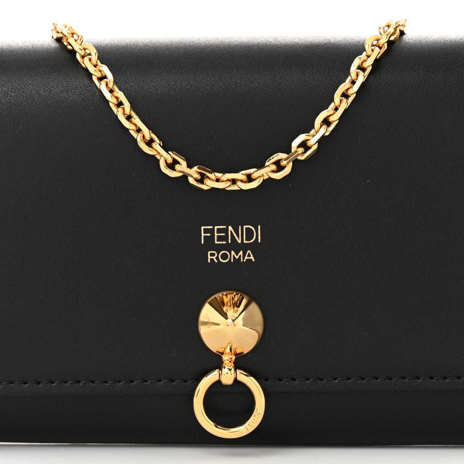 Fendi Vitello Liberty Century Lucido By The Way Continental Wallet On Chain Black 8 of 11