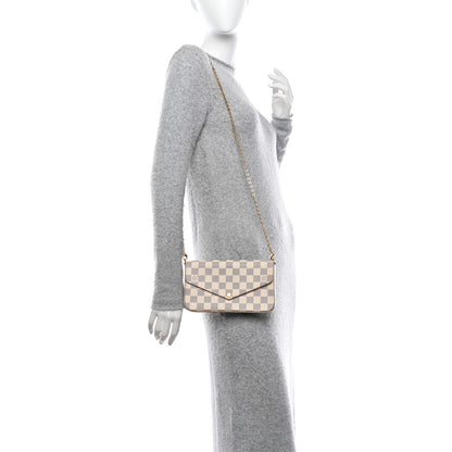 Louis Vuitton Damier Azur Pochette Felicie Chain Wallet Rose Ballerine 2 of 12