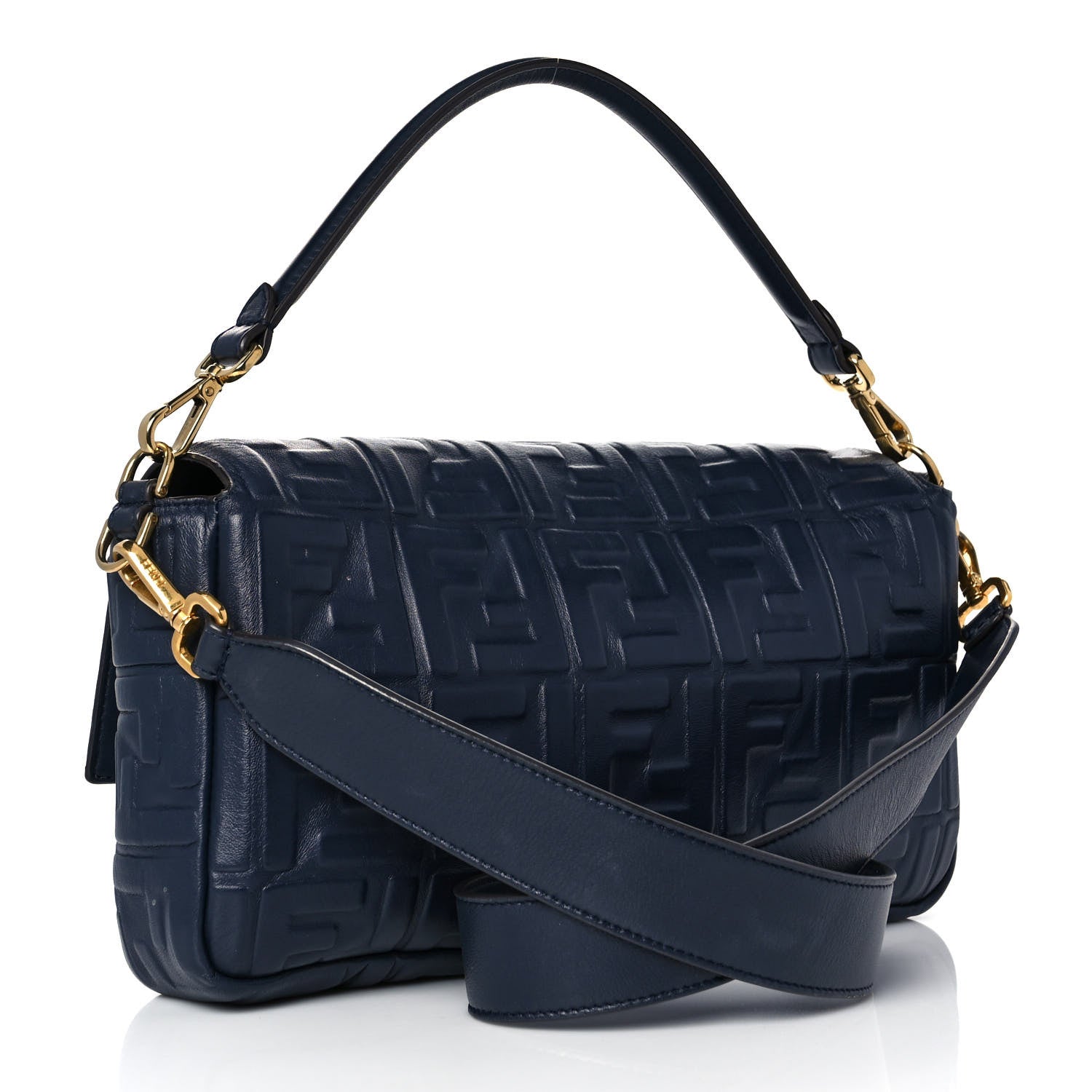 Fendi Nappa FF 1974 Embossed Large Baguette Midnight 2 of 8