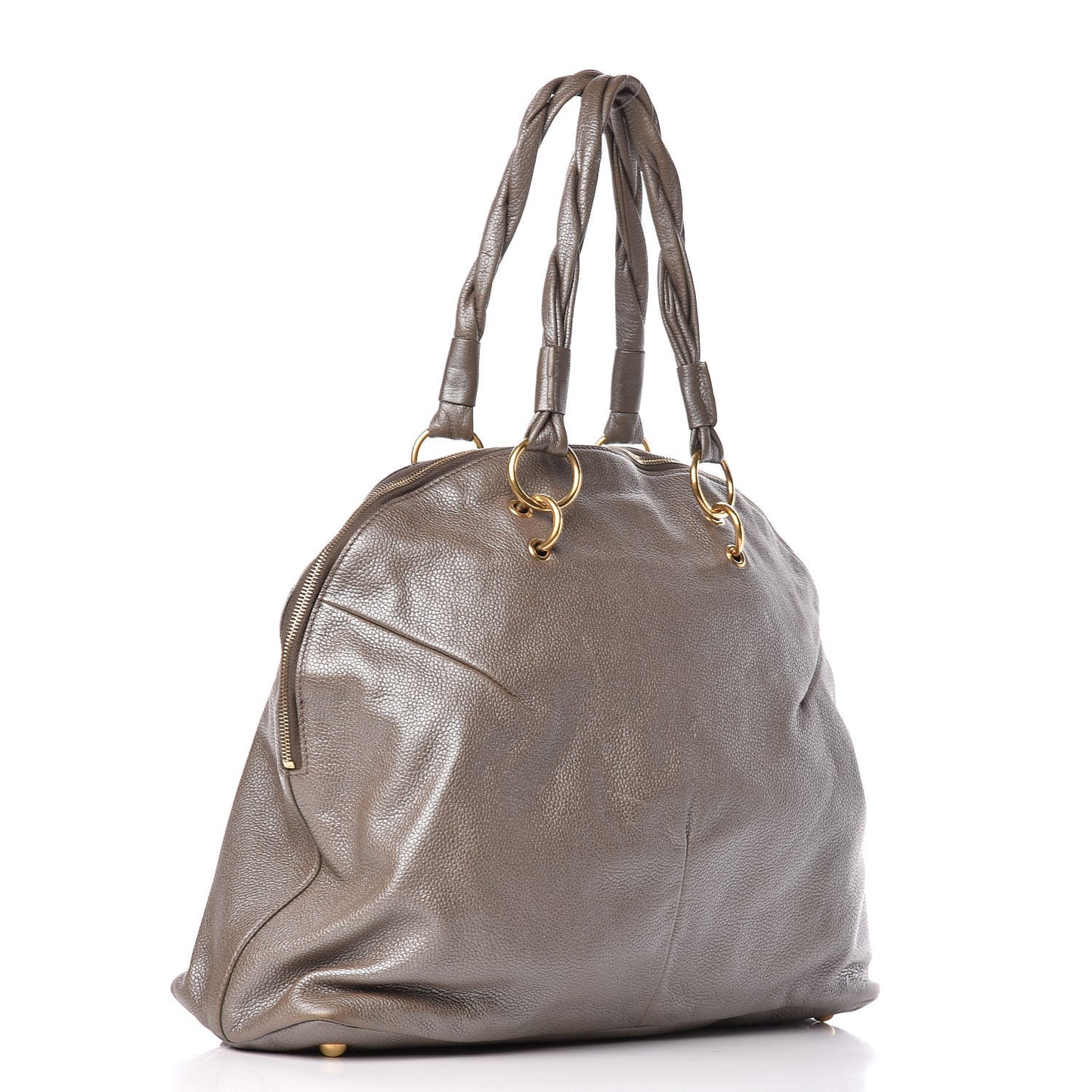 Metallic Calfskin Large Calypso Tote Grey