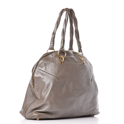 Saint Laurent Metallic Calfskin Large Calypso Tote Grey 3 of 14
