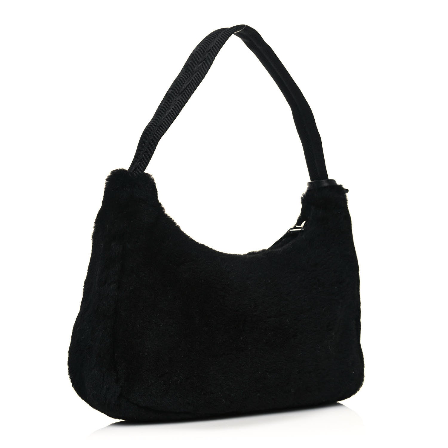 Prada Shearling Mini Re-Edition 2000 Bag Black 3 of 12
