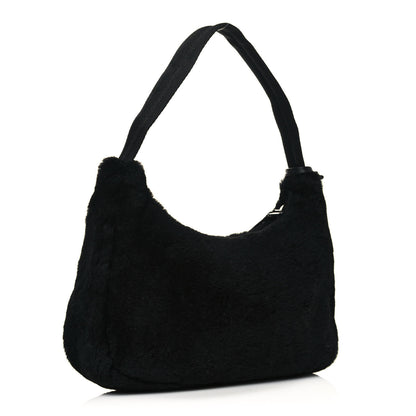 Prada Shearling Mini Re-Edition 2000 Bag Black 3 of 12