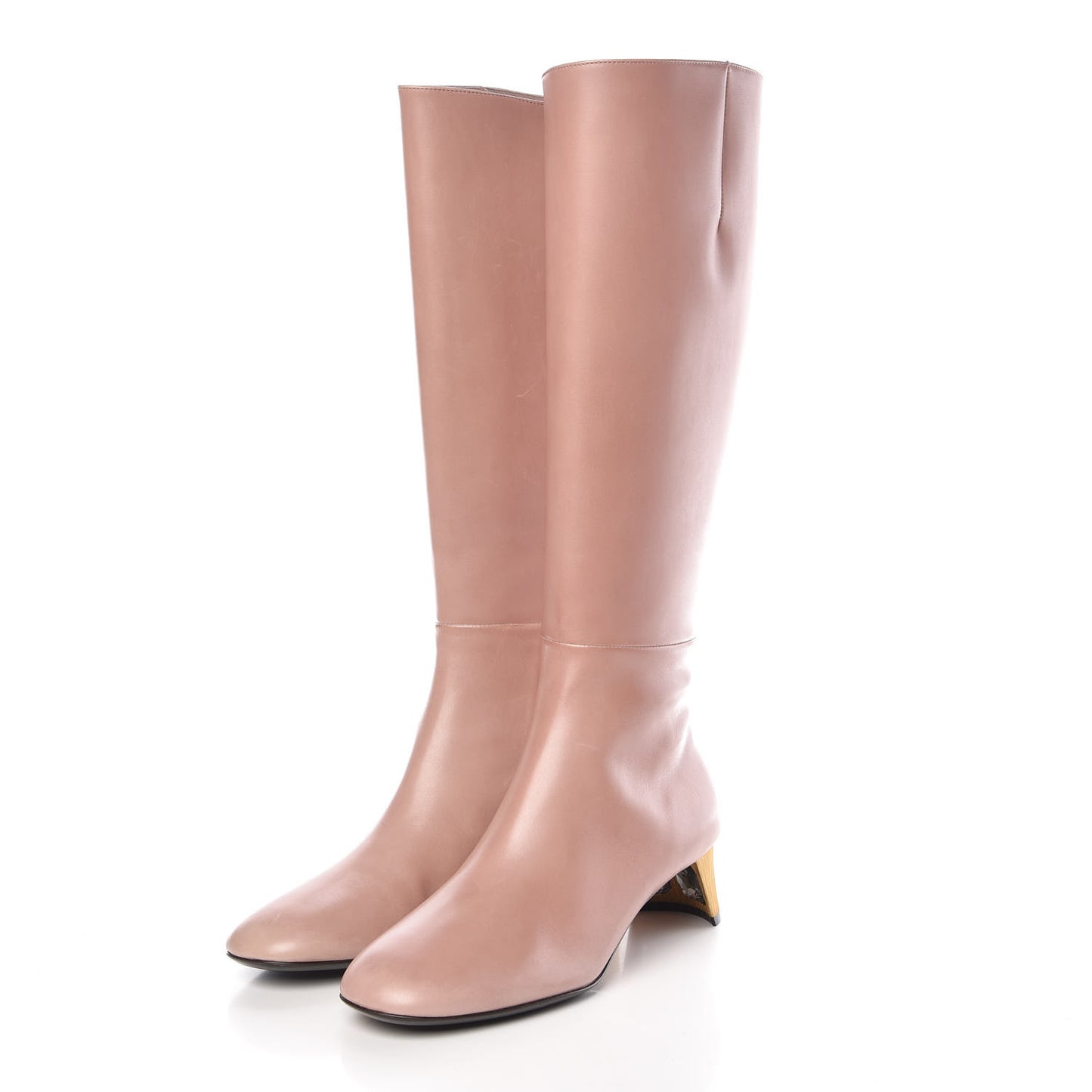 Calfskin Knee High Crystal Boots 38.5 Light Malve