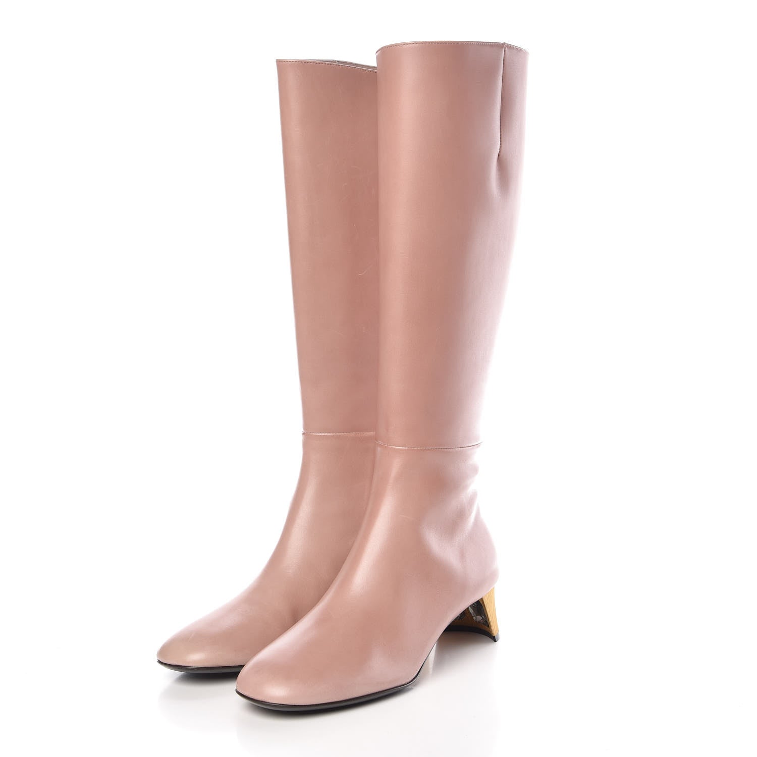 Gucci Calfskin Knee High Crystal Boots 38.5 Light Malve 3 of 14