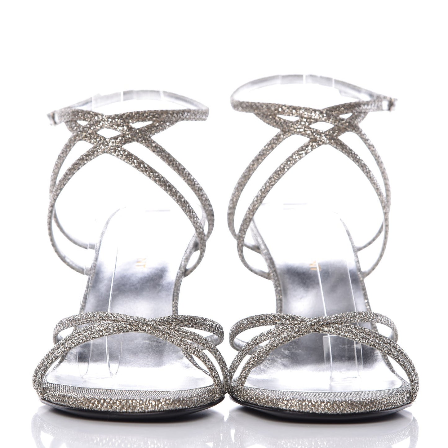 Metallic Mesh Kate 80 Strap Sandals 39 Platino