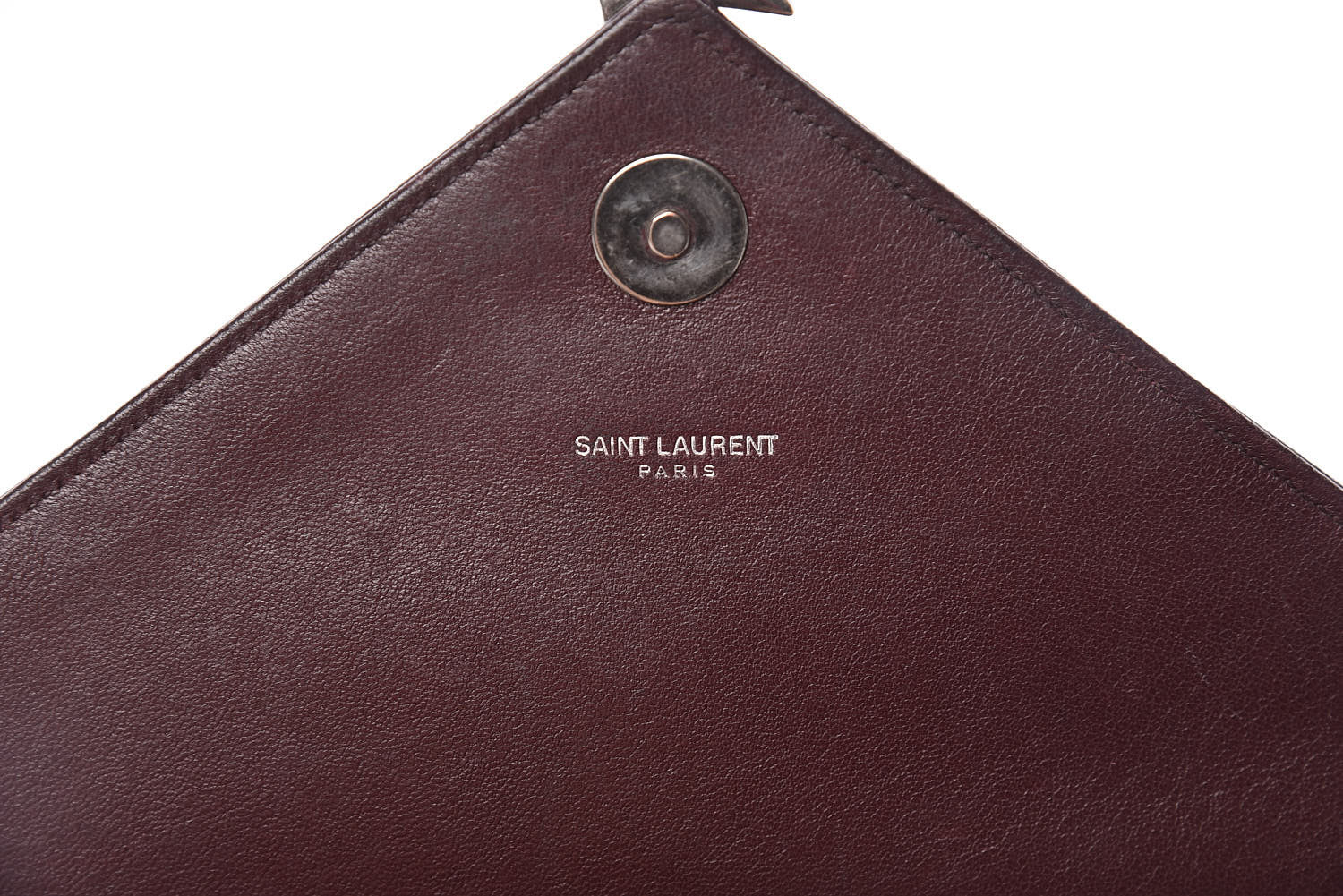 Saint Laurent Sheepskin Matelasse Chevron Monogram Large College Satchel Amaranto 16 of 21