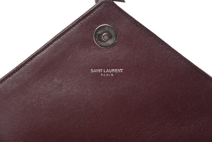 Saint Laurent Sheepskin Matelasse Chevron Monogram Large College Satchel Amaranto 16 of 21