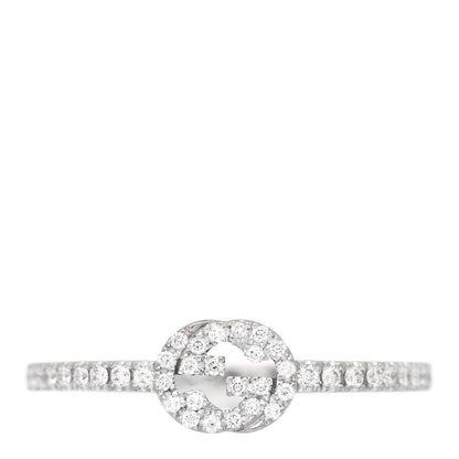 Gucci 18K White Gold Diamond Interlocking G Ring  53 6.5 1 of 5