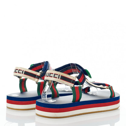 Gucci Nylon Web Logo Platform Slingback Mens Sandals 10 Navy 3 of 7