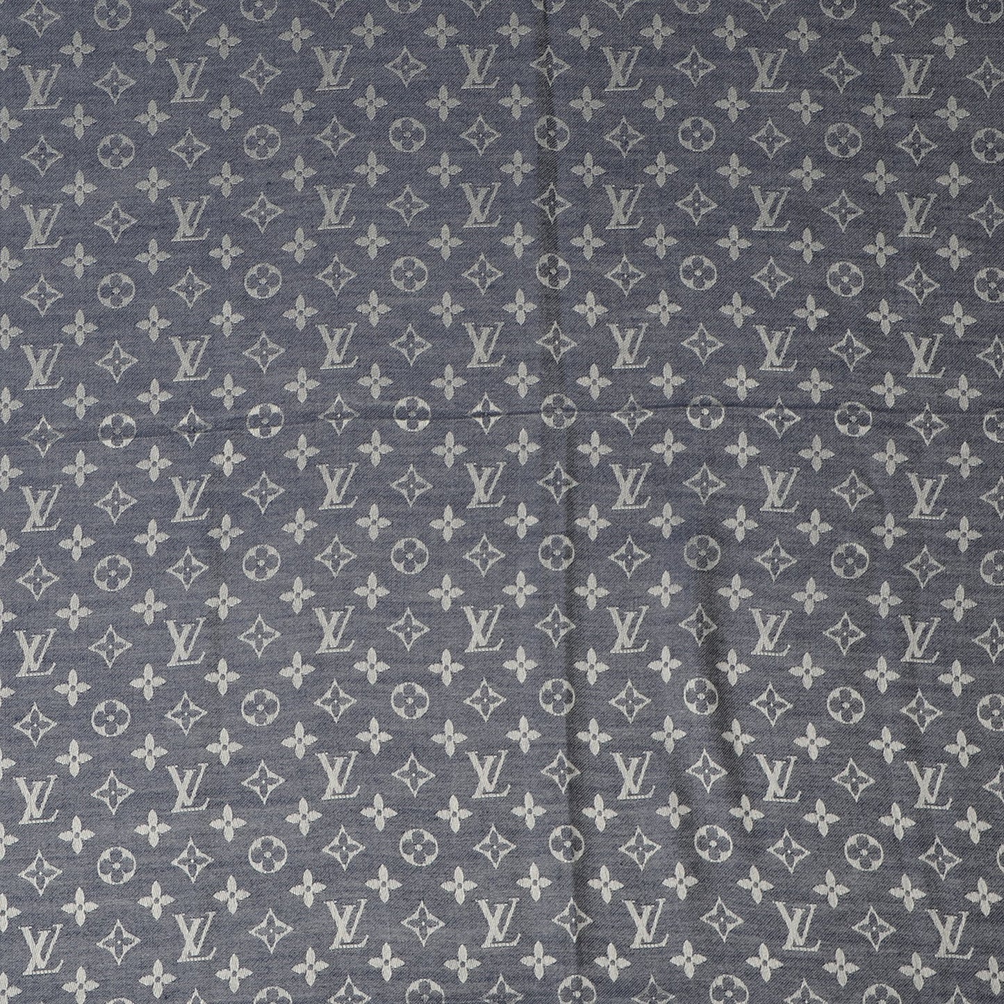 Silk Wool Monogram Denim Shawl Blue
