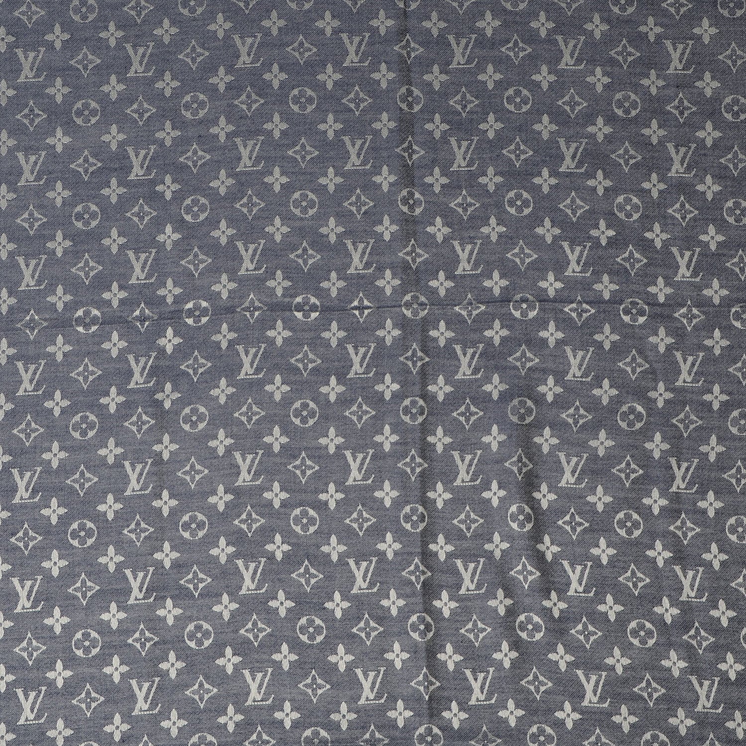 Louis Vuitton Silk Wool Monogram Denim Shawl Blue 1 of 5