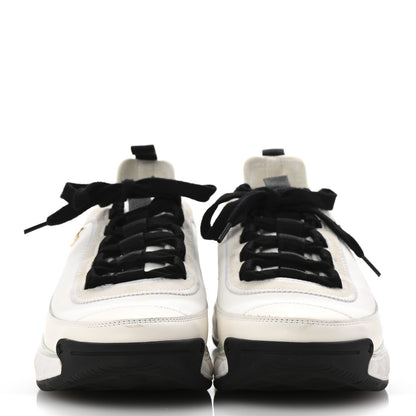 Chanel Velvet Calfskin Mixed Fibers CC Sneakers 39.5 Ivory Black 3 of 10