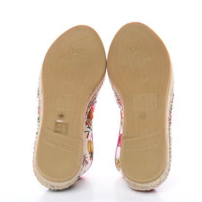 Gucci Canvas Flora Print Espadrilles 39 White Multicolor Fuxia 5 of 8