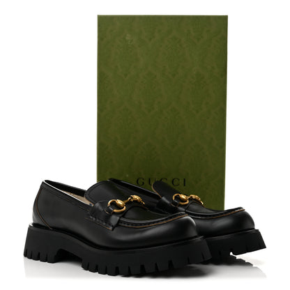 Gucci Cordovan Lux Womens Harald Horsebit 25mm Platform Loafers 37.5 Black 11 of 11